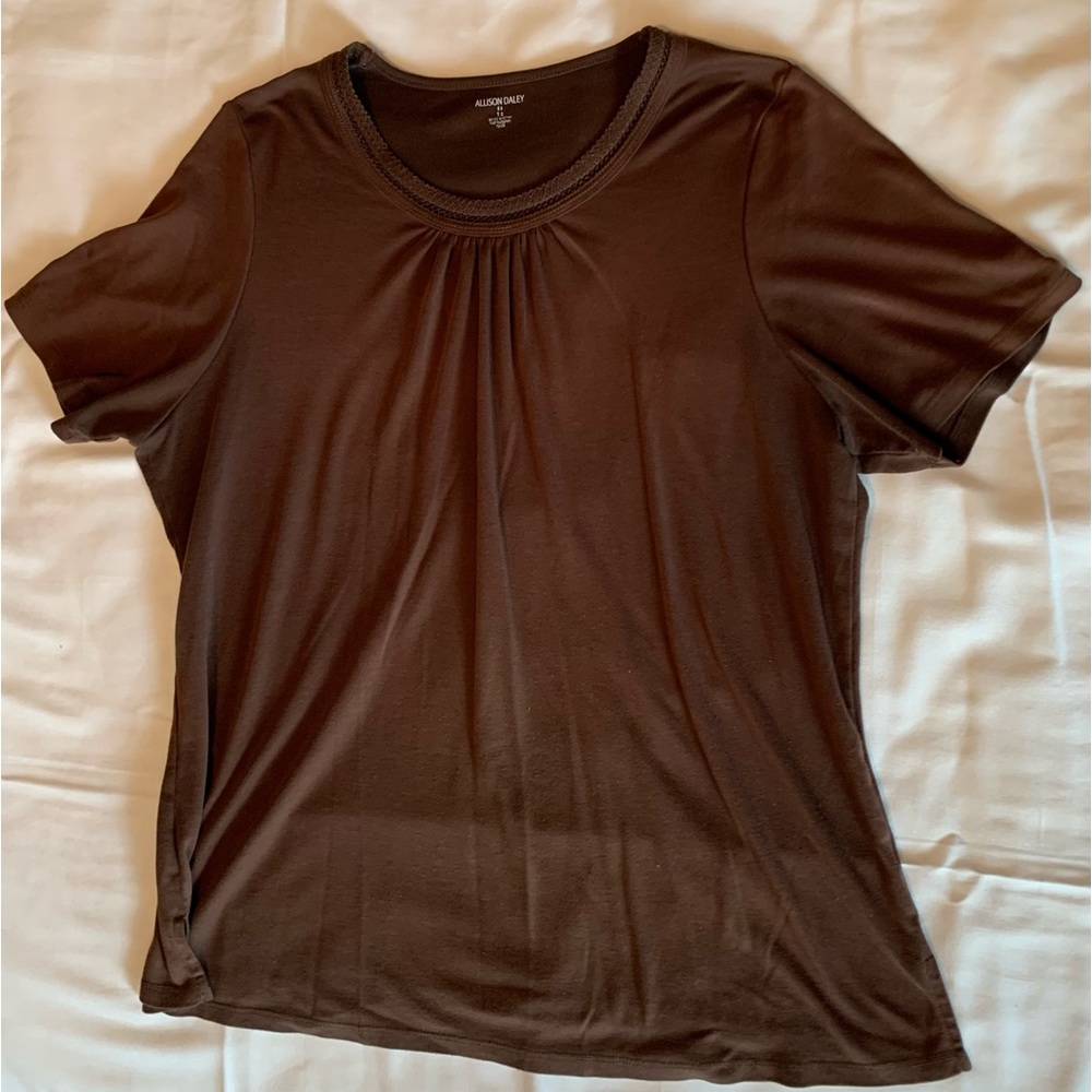 Allison Daley Women’s Short Sleeve T Shirt, Brown, 1X